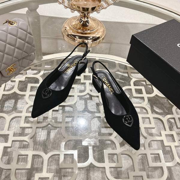 CC 25C Slingback Flats in pelle scamosciata nera 213332