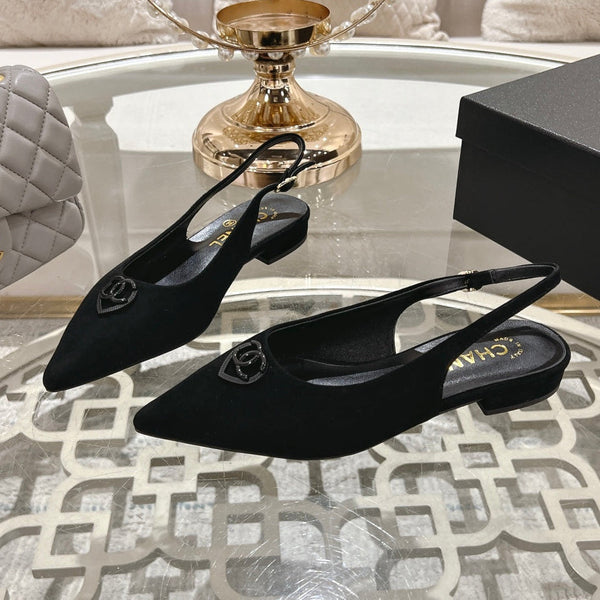 CC 25C Slingback Flats in pelle scamosciata nera 213332