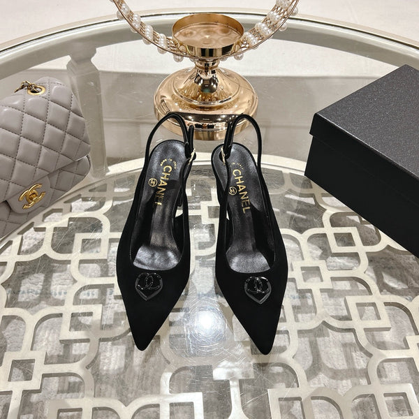 CC 25C Slingback Flats in pelle scamosciata nera 213333