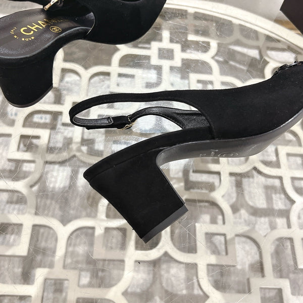 CC 25C Slingback Flats in pelle scamosciata nera 213333