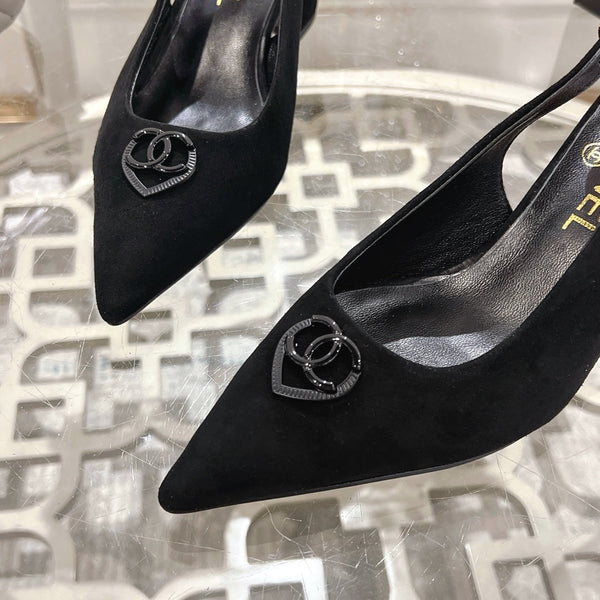 CC 25C Slingback Flats in pelle scamosciata nera 213333