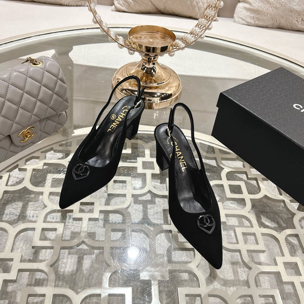 CC 25C Slingback Flats in pelle scamosciata nera 213333