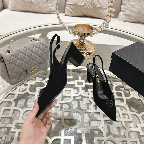CC 25C Slingback Flats in pelle scamosciata nera 213333