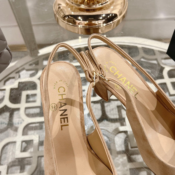 CC 25C Slingback Flats Cream Suede 213334