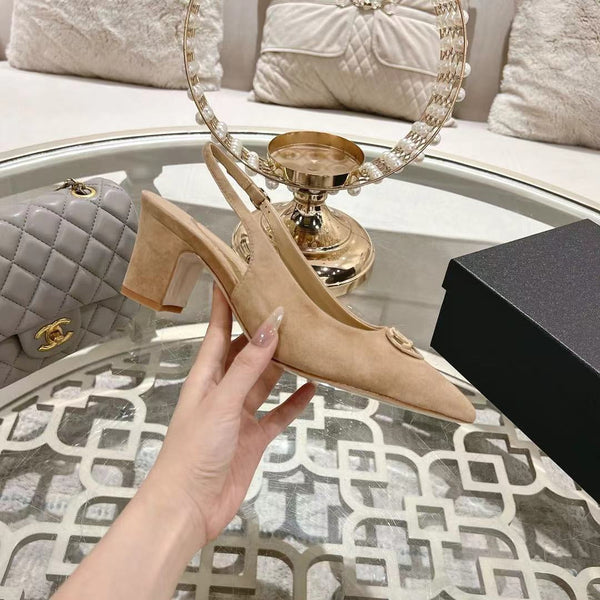 CC 25C Slingback Flats Cream Suede 213334