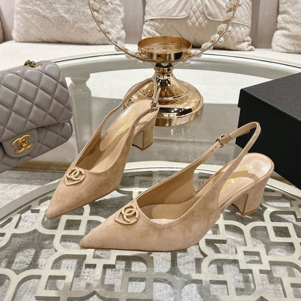 CC 25C Slingback Flats Cream Suede 213334