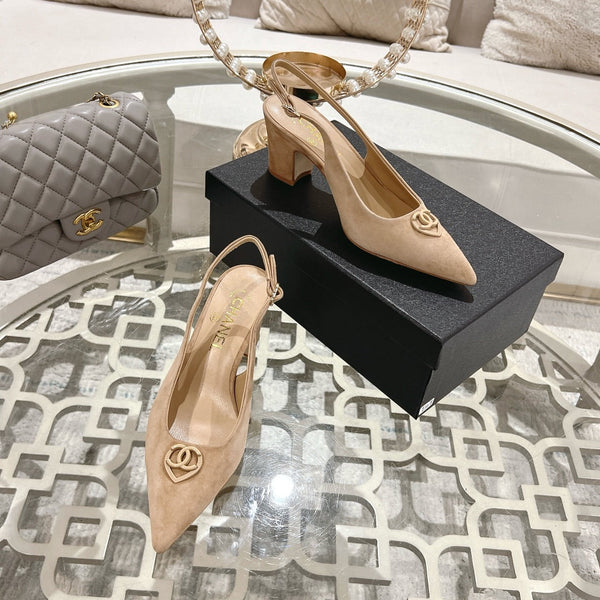 CC 25C Slingback Flats Cream Suede 213334