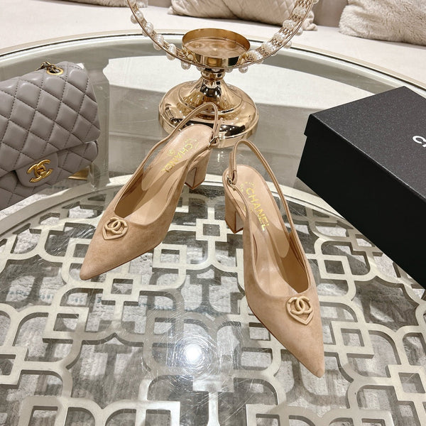 CC 25C Slingback Flats Cream Suede 213334