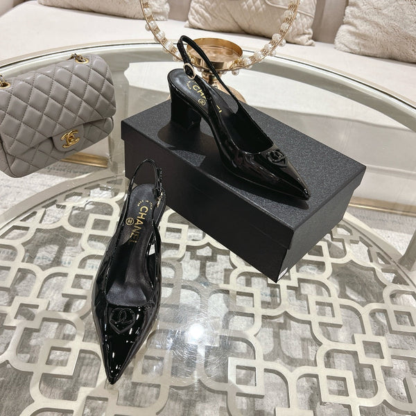 CC 25C Slingback Flats Black Patent Leather 213335