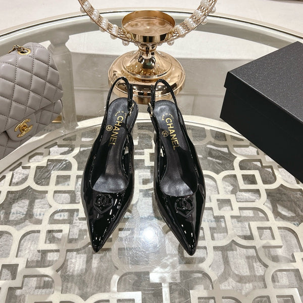 CC 25C Slingback Flats Black Patent Leather 213335