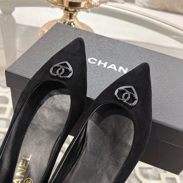 CC 25C Ballet Flats Black Suede 213337