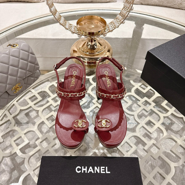 CC 25 Sandal Platform Heels Red Lambskin 268972