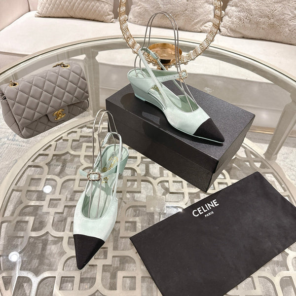 CC 25 Slingback Heel Mint Green Silk and Sheepskin 268920