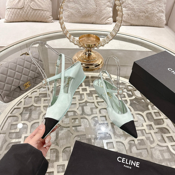 CC 25 Slingback Heel Mint Green Silk and Sheepskin 268920