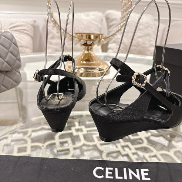 CC 25 Slingback heel Black Silk and Sheepskin 268921