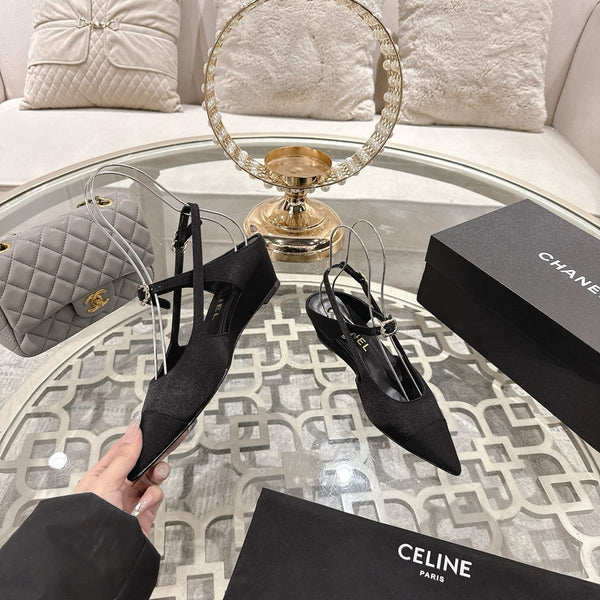 CC 25 Slingback heel Black Silk and Sheepskin 268921