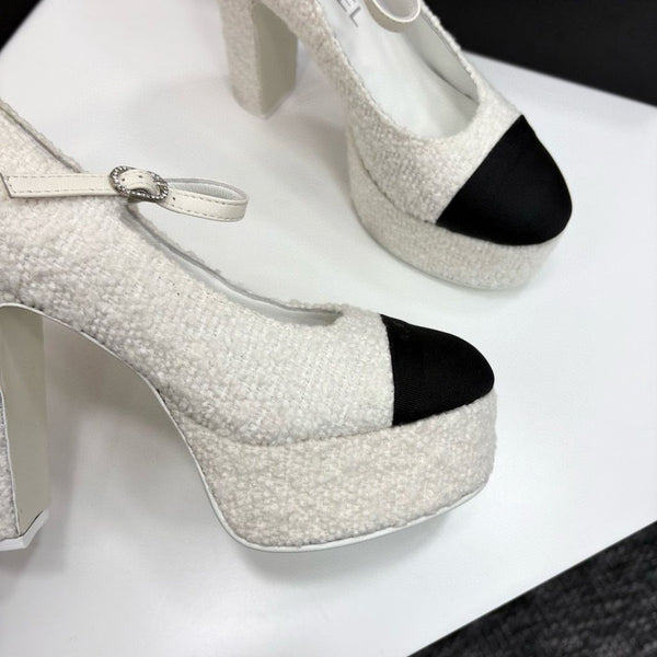 CC 25S Mary Jane Platform 11cm Calfskin Tweed