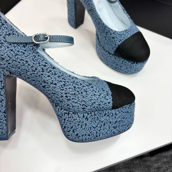 CC 25S Mary Jane Platform 11cm Calfskin Tweed