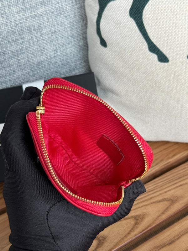 cc 19 zipped coin purse 11cm black lambskin gold hardware