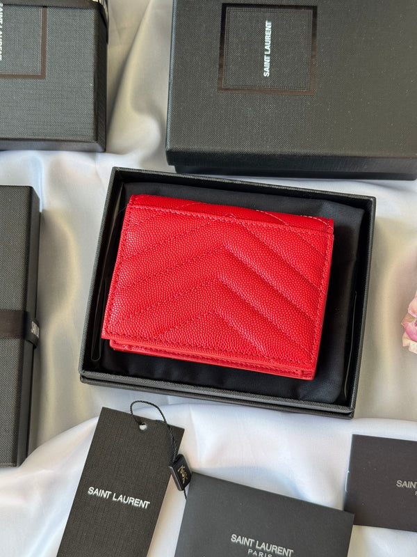 YSL Wallet Red Gold Cowhide 240592