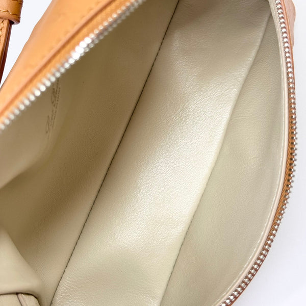 LP Extra Bag 19cm Ostrich Pattern Gold Calfskin Silver Hardware