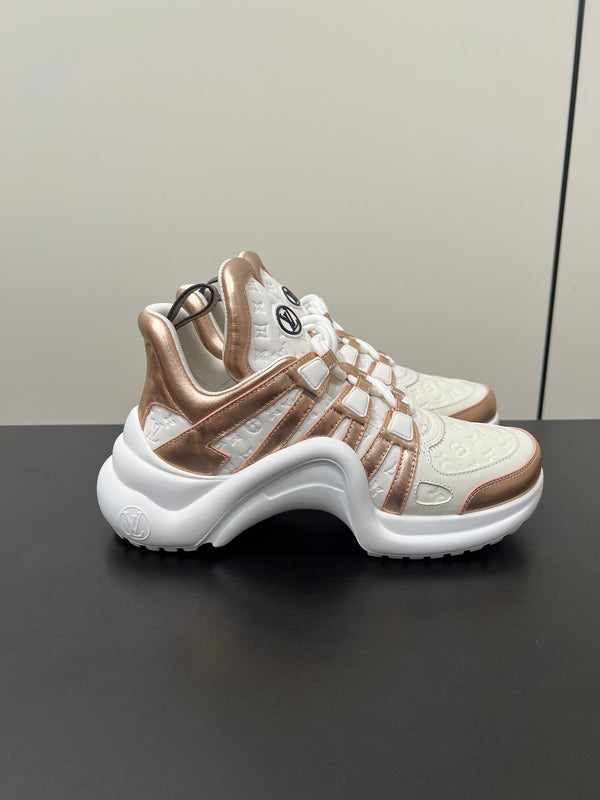 LV Archlight Sneaker 50mm Bianco Mix Bronzo Metallizzato Monogram Pelle Bovina
