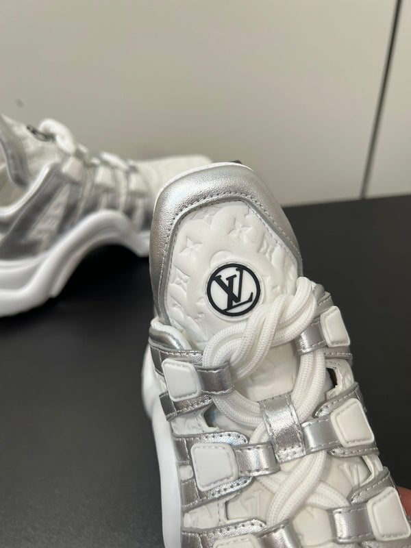 LV Archlight Sneaker 50mm Bianco Mix Argento Monogram Pelle di Vacchetta