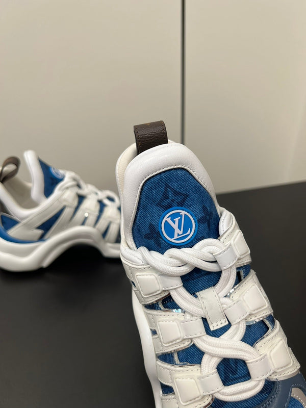 LV Archlight Sneaker 50mm White Mix Dark Blue Monogram Jacquard Fabric