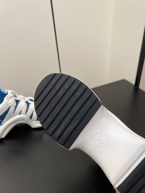 LV Archlight Sneaker 50mm White Mix Dark Blue Monogram Jacquard Fabric
