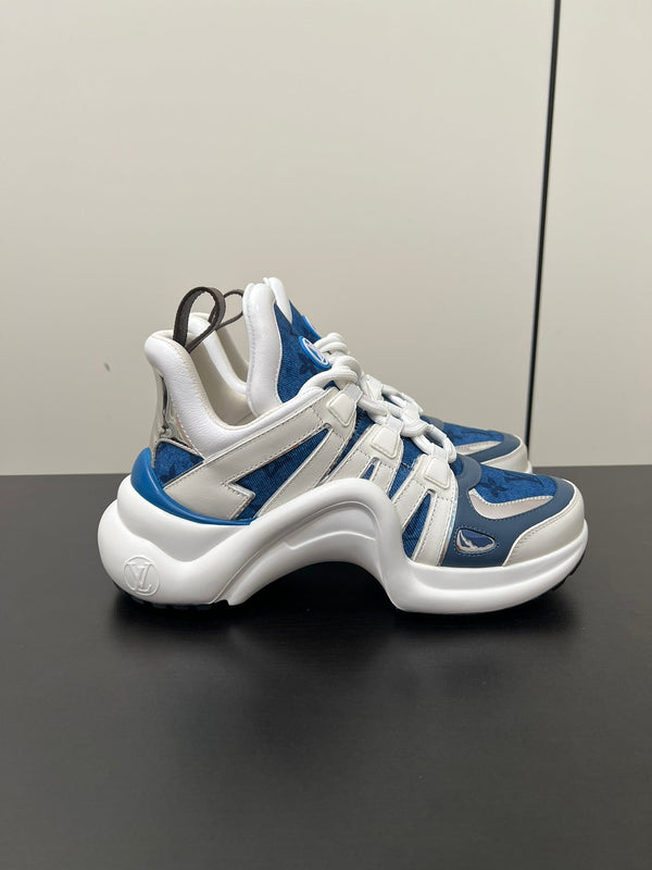 LV Archlight Sneaker 50mm White Mix Dark Blue Monogram Jacquard Fabric