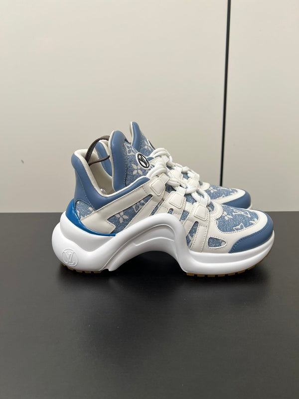 LV Archlight Sneaker 50mm White Mix Light Blue Monogram Jacquard Fabric