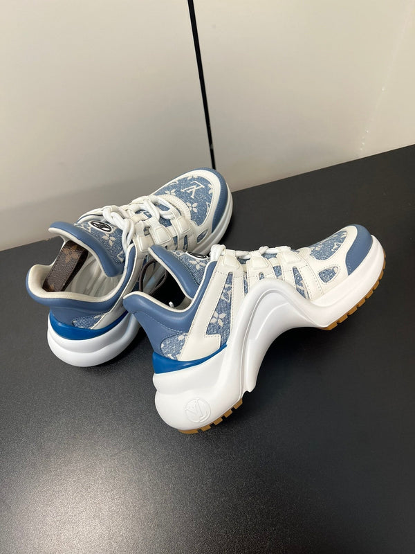 LV Archlight Sneaker 50mm White Mix Light Blue Monogram Jacquard Fabric