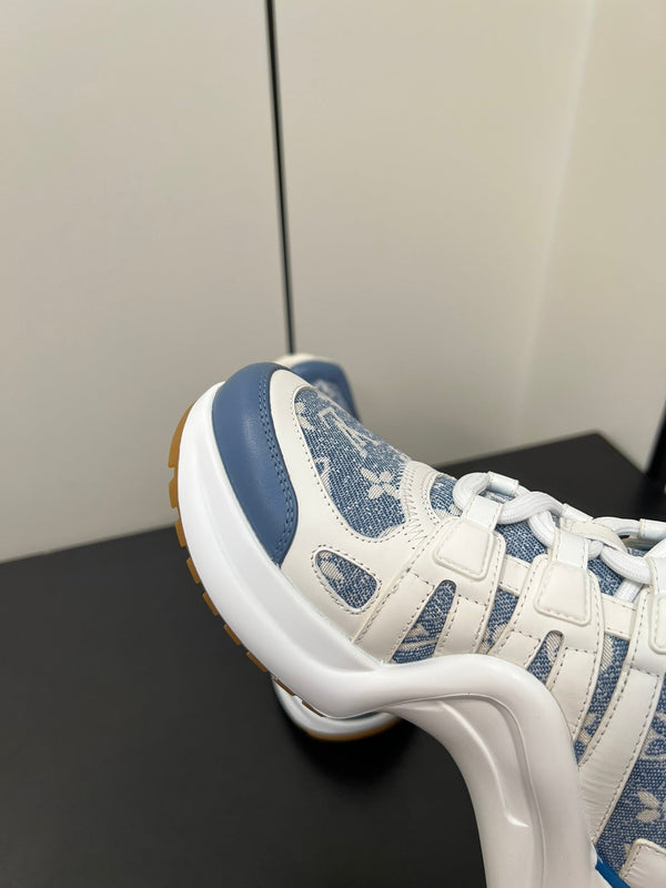 LV Archlight Sneaker 50mm White Mix Light Blue Monogram Jacquard Fabric