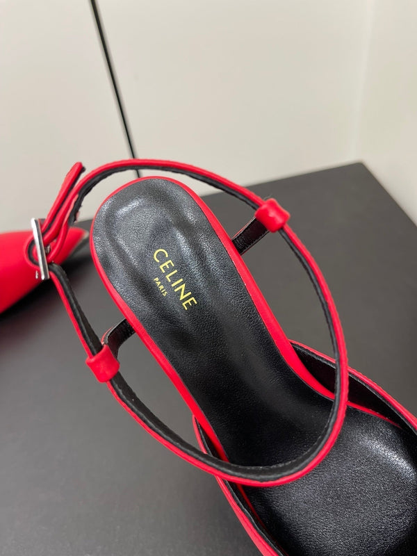 DÉCOLLETÉ MORRAINE CON CINTURINO IN PELLE DI VITELLO ROSSO CILIEGIA