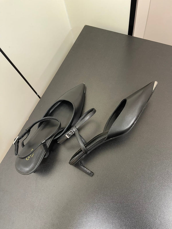 DÉCOLLETÉ MORRAINE CON CINTURINO IN PELLE DI VITELLO NERA