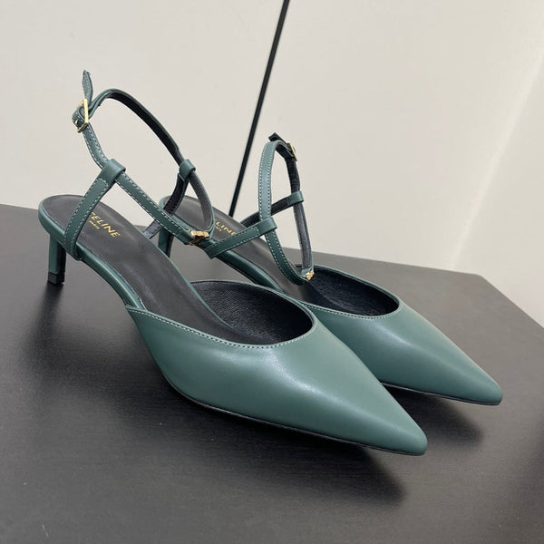DÉCOLLETÉ MORRAINE SLINGBACK IN PELLE DI VITELLO VERDE ACQUA