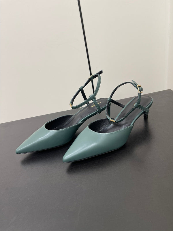 DÉCOLLETÉ MORRAINE SLINGBACK IN PELLE DI VITELLO VERDE ACQUA