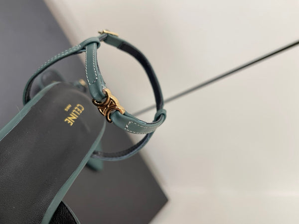 DÉCOLLETÉ MORRAINE SLINGBACK IN PELLE DI VITELLO VERDE ACQUA