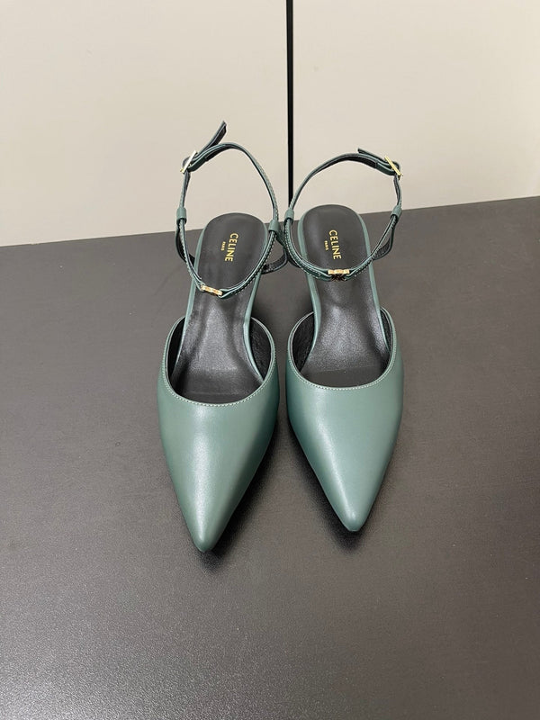 DÉCOLLETÉ MORRAINE SLINGBACK IN PELLE DI VITELLO VERDE ACQUA