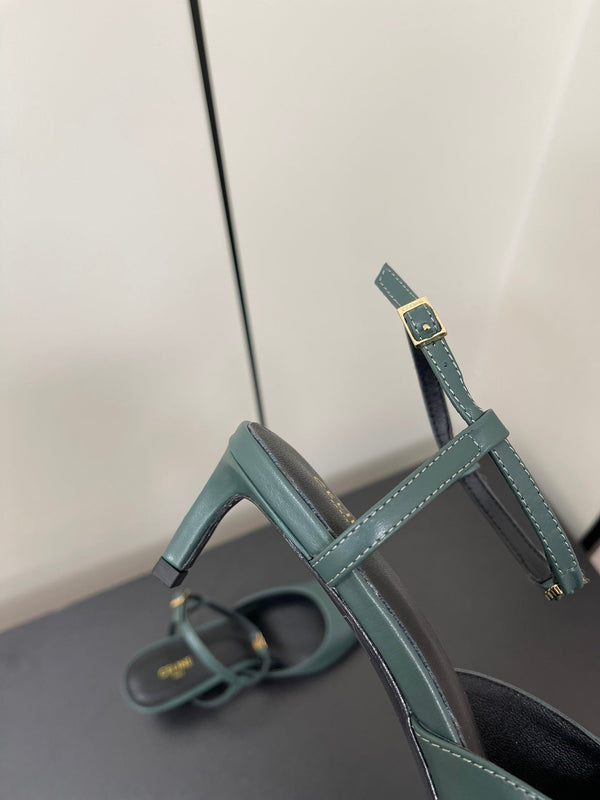 DÉCOLLETÉ MORRAINE SLINGBACK IN PELLE DI VITELLO VERDE ACQUA