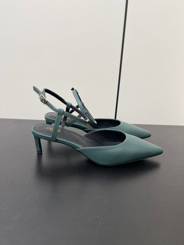 DÉCOLLETÉ MORRAINE SLINGBACK IN PELLE DI VITELLO VERDE ACQUA