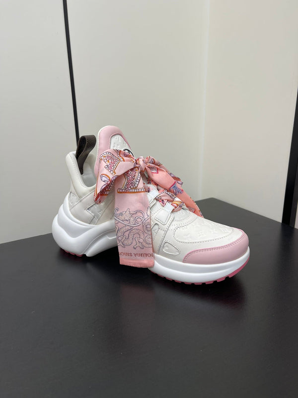 LV Archlight Sneaker 50mm White Mix Pink Monogram Calfskin