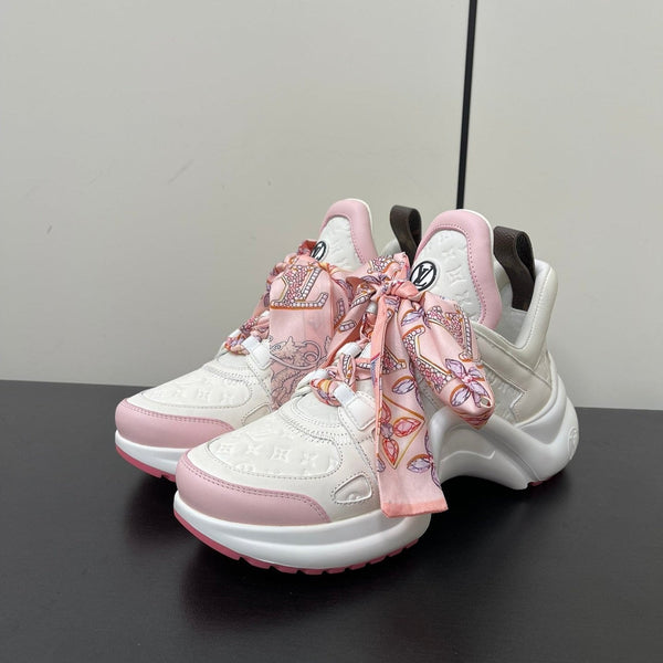 LV Archlight Sneaker 50mm White Mix Pink Monogram Calfskin