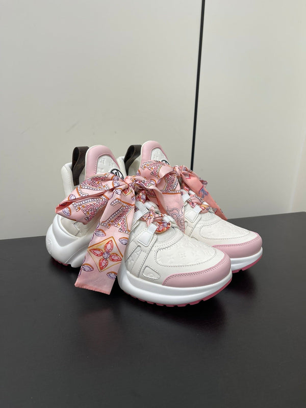 LV Archlight Sneaker 50mm White Mix Pink Monogram Calfskin