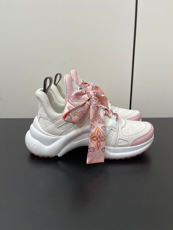 LV Archlight Sneaker 50mm White Mix Pink Monogram Calfskin