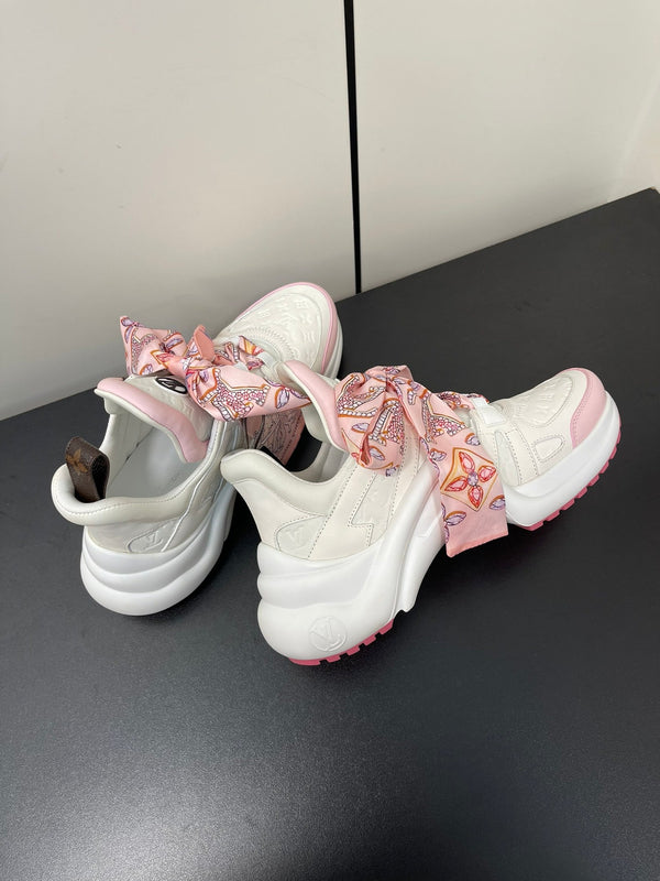 LV Archlight Sneaker 50mm White Mix Pink Monogram Calfskin