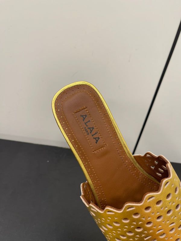 alaia mule gold metalic vienne lambskin