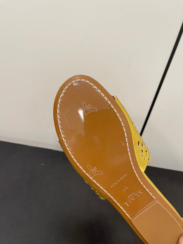 alaia mule gold metalic vienne lambskin