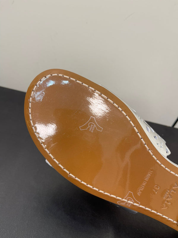 alaia mule silver metalic vienne lambskin