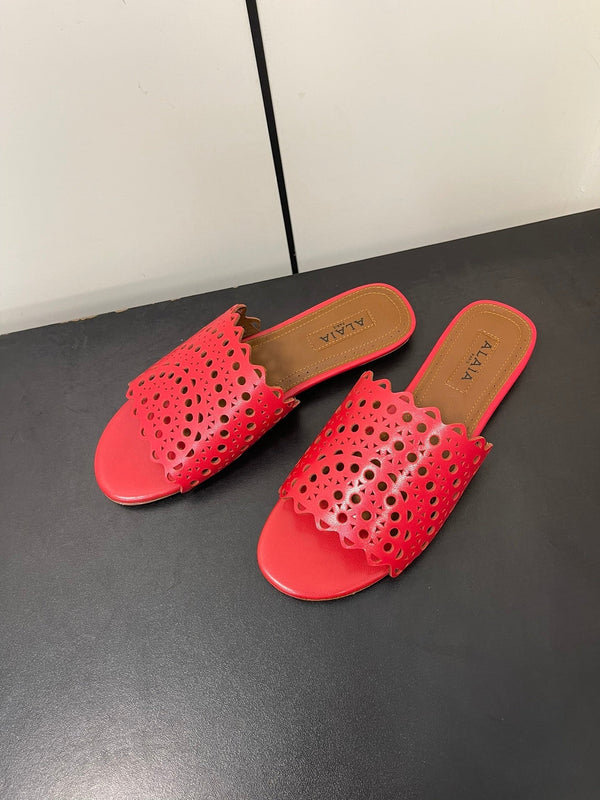 alaia mule red vienne lambskin